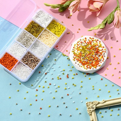 100G 10 Colors Glass Seed Beads SEED-YW0002-89A-1