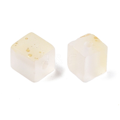 Frosted Glass Beads with Golden Glitter Powder DGLA-NH001-6mm-01A-1
