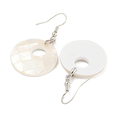 Rack Plating Brass Natural White Shell Dangle Earrings EJEW-N055-52C-1