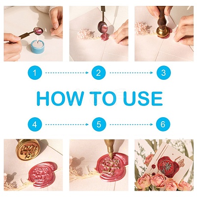DIY Letter Scrapbook Brass Wax Seal Stamps and Wood Handle AJEW-P068-B04-1