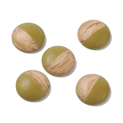 Two Tone Wood Grain Frosted Imitation Leather Style Resin Cabochons LS-RESI-G053-01C-1