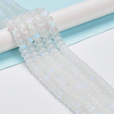 Frosted Transparent Glass Beads Strands FGLA-M002-01I-1