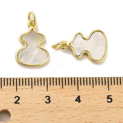 Brass Pave Shell Pendants KK-K365-08C-G-1