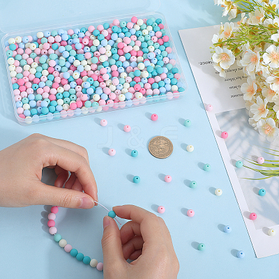 500Pcs Rubberized Style Imitated Silicone Acrylic Beads MACR-SP0001-07A-1