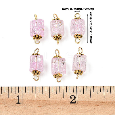 10Pcs Transparent Crackled Glass Cube Connector Charms PALLOY-JF03946-1
