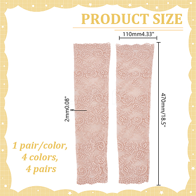 4 Pairs 4 Colors Polyester Long Oversleeves AJEW-HY0003-44-1