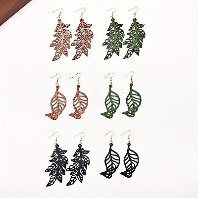 Hollow Iron Wood Dangle Earrings for Women WG4C2E1-01-1