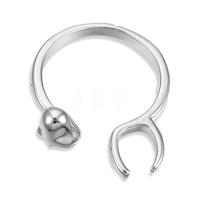Brass Open Cuff Ring Cadmium Free & Nickel Free & Lead Free RJEW-N039-04P-1
