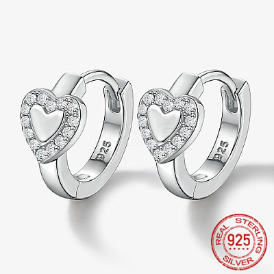 Anti-Tarnish Rhodium Plated Platinum 925 Sterling Silver Micro Pave Cubic Zirconia Hoop Earrings AA4054-1-1