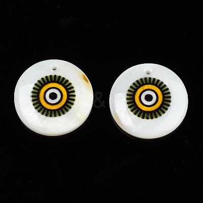 Printed Freshwater Shell Charms SHEL-T009-20A-1