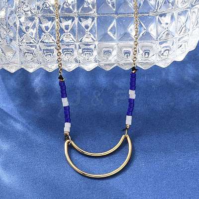 304 Stainless Steel & Blue Glass Beads Pendant Necklaces for Women NJEW-A045-26A-G-1