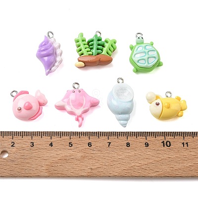 Marine Organism Theme Opaque Resin Pendants RE-CBA40A4-02-1