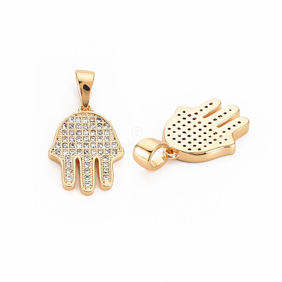 Brass Micro Pave Clear Cubic Zirconia Pendants KK-S364-266-1