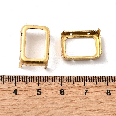 Rectangle Octagon Brass Sew on Prong Settings KK-N0084-A04-13x18G-1