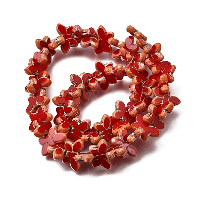 Picasso Baking Paint & Golden Metal Enlaced Glass Beads Strands GL-CBA98F0-02A-1