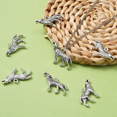 Tibetan Style Alloy Howling Wolf Pendants X-LF1753Y-1