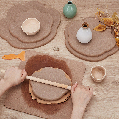 5Pcs MDF Wood Ceramic Clay Craft Mold Set DIY-WH0349-400B-1