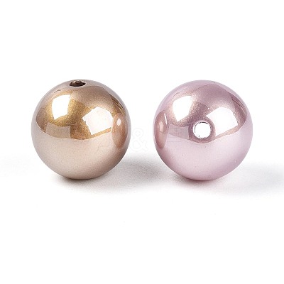 Electroplate ABS Plastic Imitation Pearl Round Beads SACR-T017-74M-1