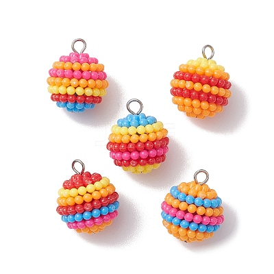 Rainbow Color Resin Waxberry Pendants PALLOY-JF02777-1
