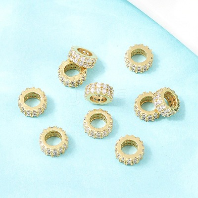 Brass Micro Pave Cubic Zirconia European Beads ZIRC-D026-07G-1