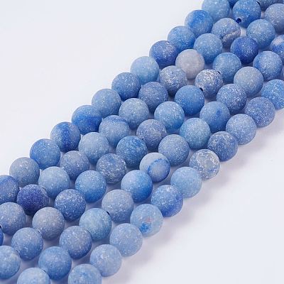 Dyed & Heated Natural Blue Aventurine Beads Strands G-J376-31-8mm-1
