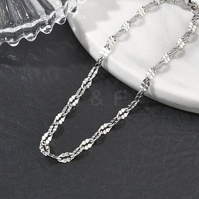 304 Stainless Steel Dapped Chains Bracelets for Women BJEW-D466-08A-P-1
