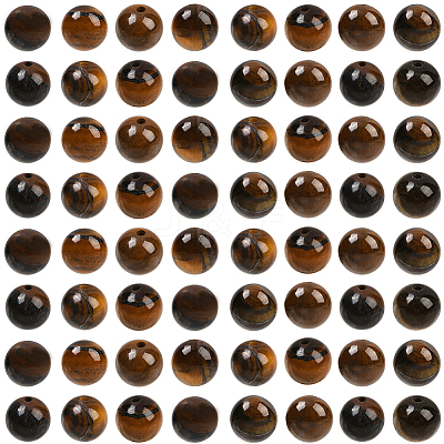 100Pcs Round Natural Tiger Eye Beads G-SP0001-21C-1