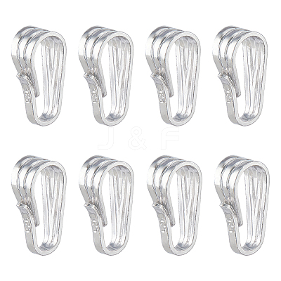 8Pcs Rhodium Plated 925 Sterling Silver Snap on Pendant Bails STER-DC0001-45-1
