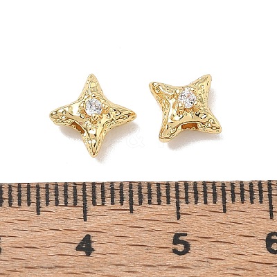 Brass Micro Pave Clear Cubic Zirconia Beads CU-CBA91C0-02G-1