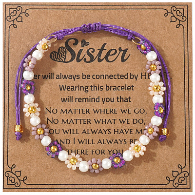 Bohemian Style Glass Seed Beads & Imitation Pearl Braided Bead Bracelets XW4926-8-1