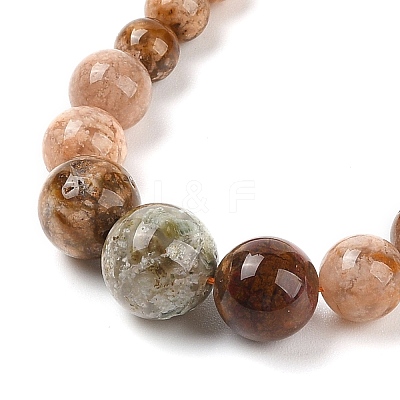 Natural Agate Round Beads Bracelets & Necklaces Sets SJEW-L132-22-1
