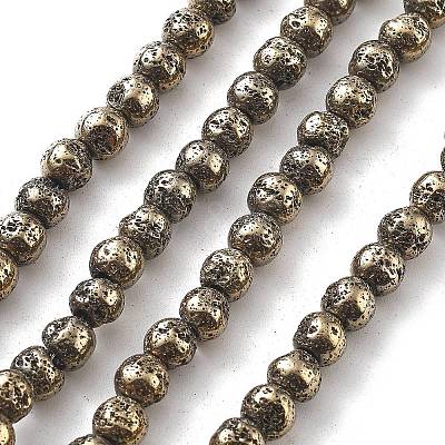 Electroplated Natural Lava Rock Beads Strands G-A251-B01-01J-1