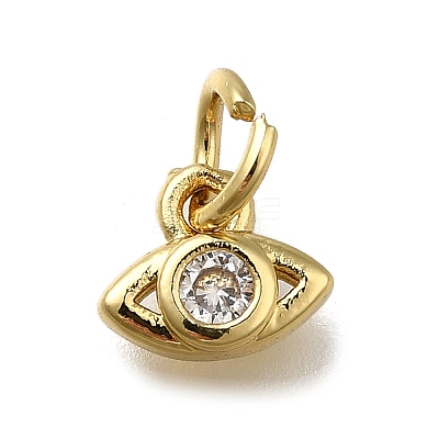 Brass Micro Pave Clear Cubic Zirconia Pendants ZIRC-I070-026G-1