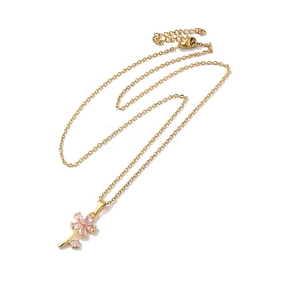 Cubic Zirconia Flower of Life Pendant Necklace & Diamond Stud Earrings SJEW-M099-01G-1