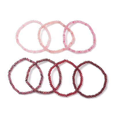 7Pcs Dyed Natural Malaysia Jade Rondelle Beads Stretch Bracelets for Women BJEW-JB13046-1