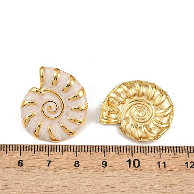 304 Stainless Steel Enamel Conch Stud Earrings EJEW-L276-01G-01-1