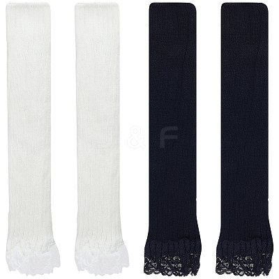 2 Pairs 2 Colors Acrylic Fibers Long Mesh Lace Gloves AJEW-CN0006-66-1