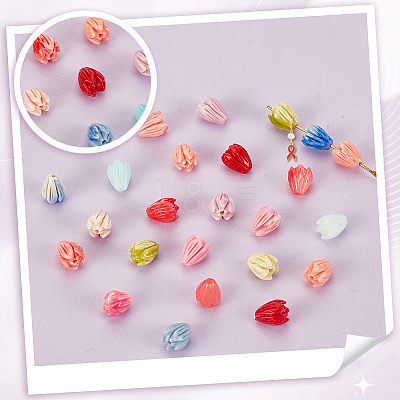 54Pcs 9 Colors Epoxy Resin Beads RESI-GA0001-27-1