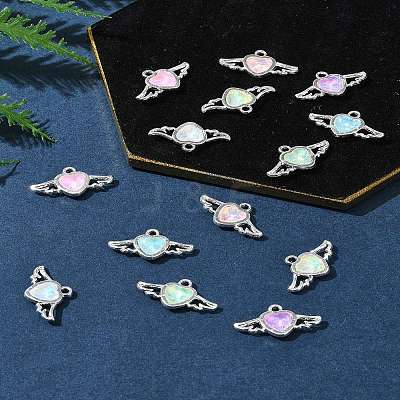 14Pcs 7 Colors Rack Plating Alloy Rhinestones Pendants FIND-FS0003-19-1
