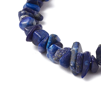 Natural Lapis Lazuli Chips Stretch Bracelets for Women Men BJEW-JB11341-07-1