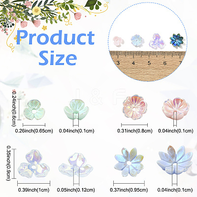 200Pcs 4 Styles Acrylic & Resin Bead Caps FIND-YW0010-10-1