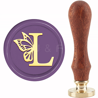 Brass Wax Seal Stamp with Handle AJEW-WH0184-0673-1