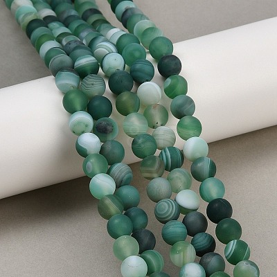Natural Grade A Striped Agate/Banded Agate Beads Strands G-E478-08-8MM-1