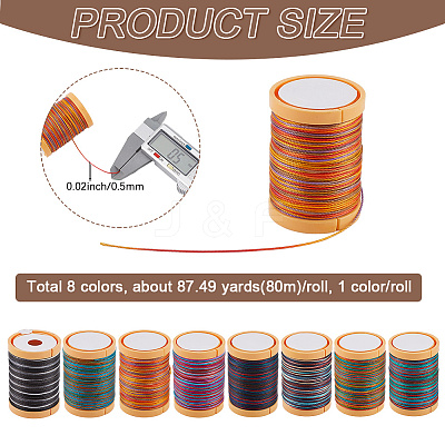 8 Rolls 8 Colors 12-Ply Polyester Thread Cord DIY-SP0003-80A-1