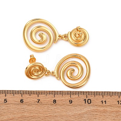 304 Stainless Steel Vortex Spiral Dangle Stud Earrings EJEW-L304-01G-1