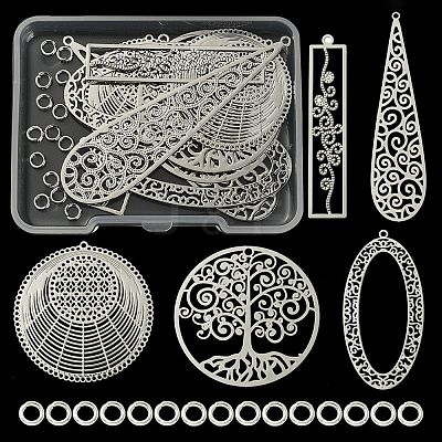 10Pcs 5 Style Brass Filigree Pendants KK-YW0001-49-1