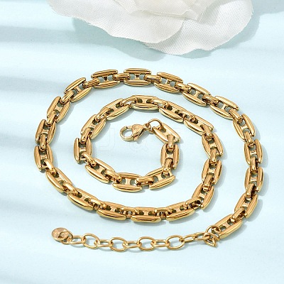 304 Stainless Steel Link Chain Necklaces for Women NJEW-G197-01G-02-1