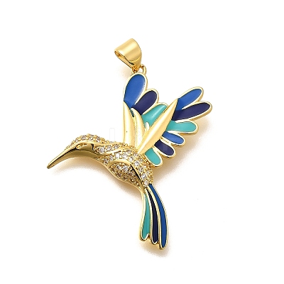 Rack Plating Brass Micro Pave Cubic Zirconia Enamel Pendants KK-L226-002G-02-1