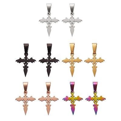 10Pcs 5 Colors 304 Stainless Steel Pendants STAS-SZ0001-45-1