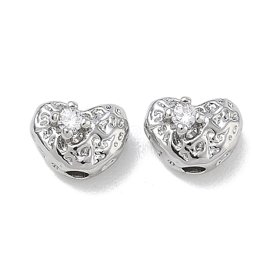 Brass Micro Pave Clear Cubic Zirconia Beads CU-CBA91C0-04P-1